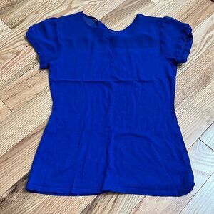 Royal Blue Express Blouse Sheer Shoulder/Neckline